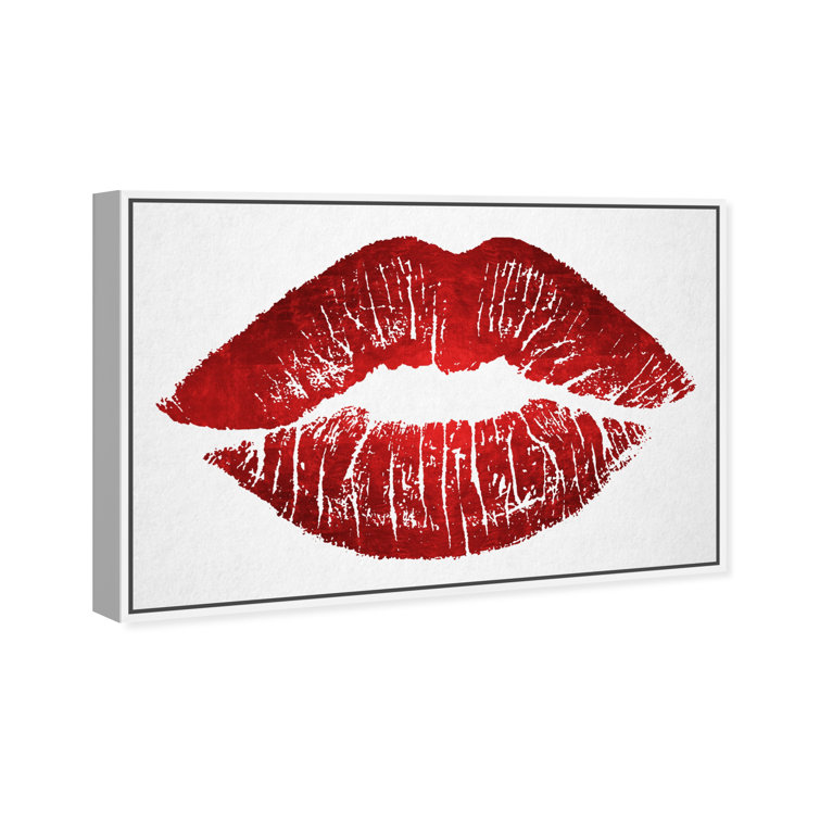 Solid Kiss Solid Kiss Lady Red, Glam Lipstick Kiss Modern Red On Canvas by  Oliver Gal Print